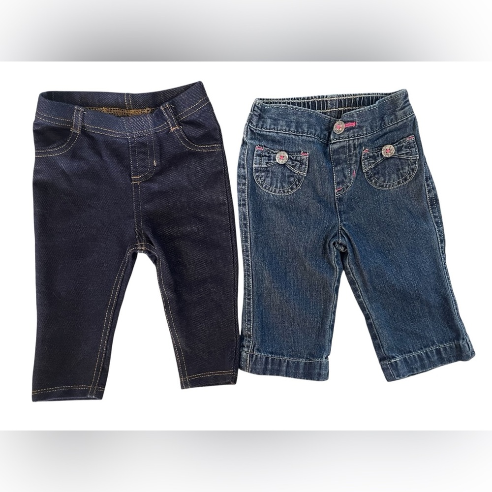 Jumping Beans Blue Relaxed Denim Jeans and Garanimals Cozy Stretchy Leggings